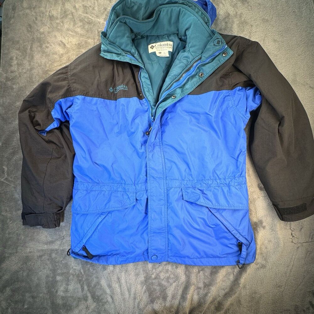 VTG COLUMBIA SPORTSWEAR Full Zip & Snap Up Blue Snow Ski Jacket Men’s Size M